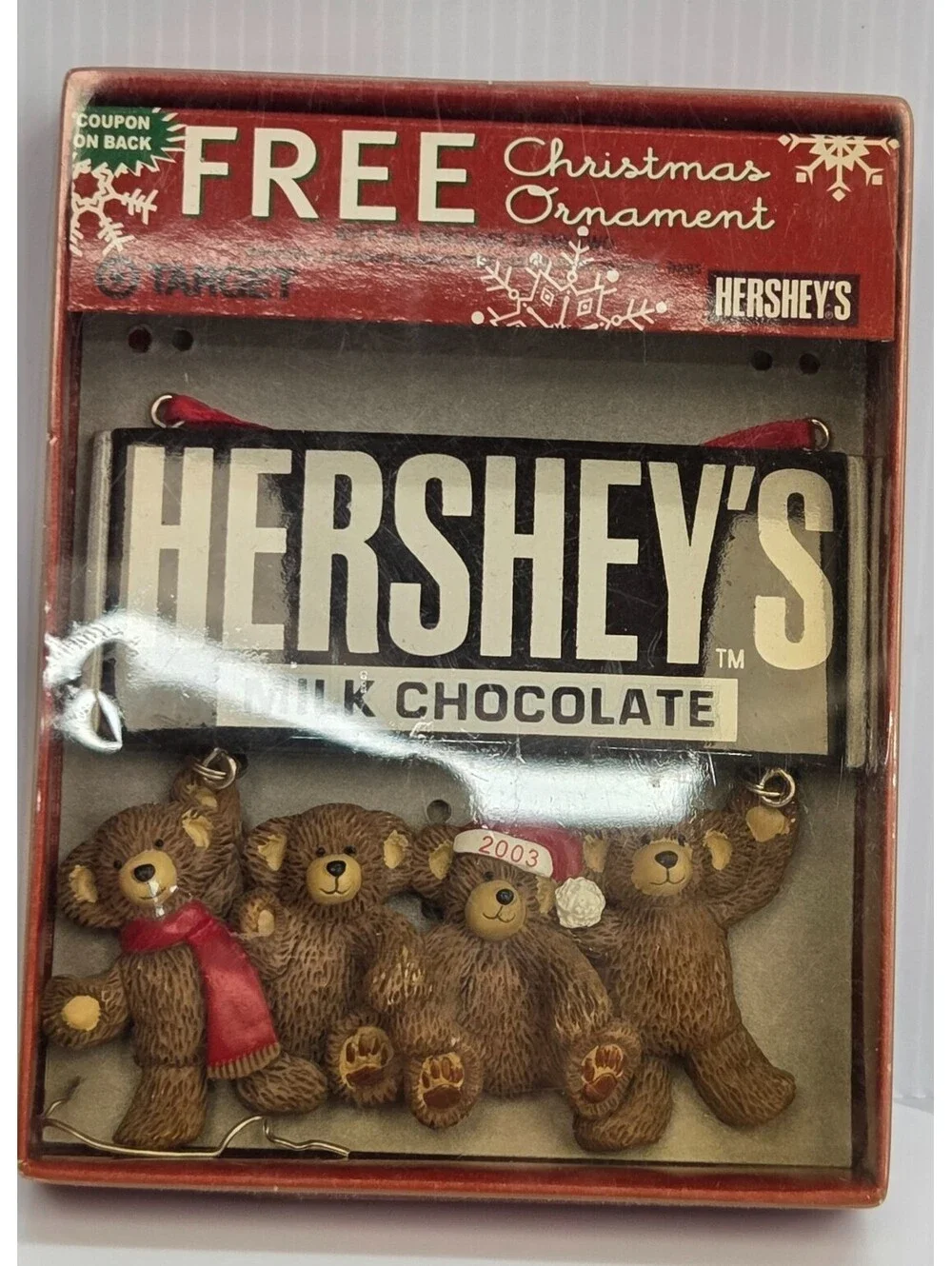2003 Hershey’s Milk Chocolate Teddy Bears Christmas Ornament Target Exclusive Bo